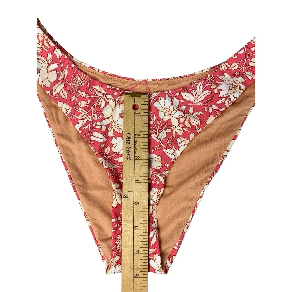 New! J. Crew Sz Small Curved Waist Cheeky Bikini Bottom Pink Tossed Floral BH553